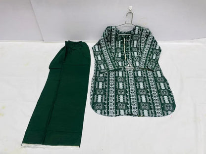 Pakistani Printed Kurta Set with Wide Leg Pants